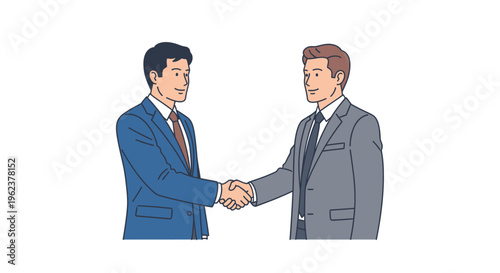 Two businessmen shaking hands in agreement.
