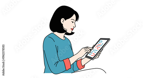 Woman using a digital tablet.