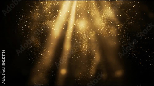 Golden dust ribbons flowing diagonally across a deep dark background with warm cinematic light creating smooth layered motion and ultra seamless abstract flow
