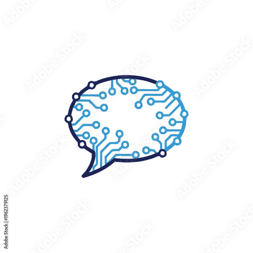 Digital Brain Speech Bubble Technology Concept.
