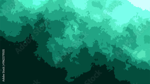 Abstract emerald gradient pattern of nature and atmospheric texture of artistic impression of layered landscape and shades of tranquility.