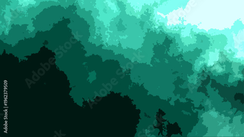 Abstract teal gradient texture, artistic cloudscape background, serene and calming dark ocean waves illustration, minimalist digital art, fluid and unique, dark green color palette.