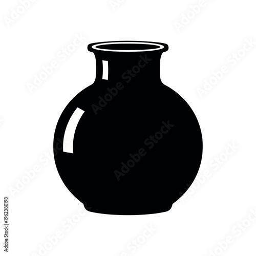 Black silhouette of a ceramic vase.