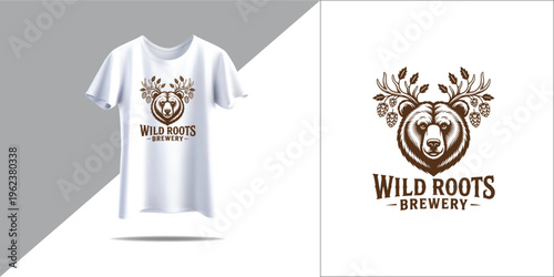 Wild Roots Brewery Logo & Branding Design – Craft Beer Typography, Rustic Artisan Badge, Vector PNG for Merchandise & Print