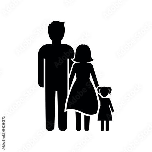 Family silhouette icon with father mother and child.
