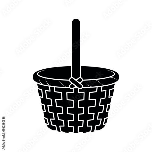 Empty Woven Picnic Basket Silhouette.