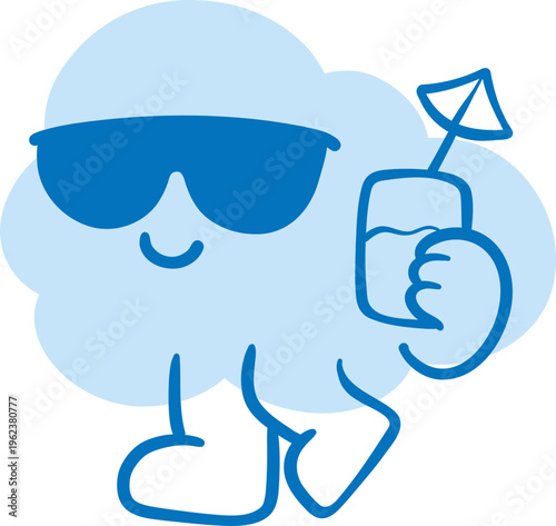 Adorable cloud character wearing sunglasses