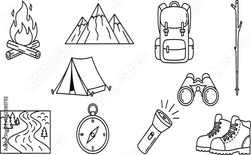Camping and hiking essentials illustration