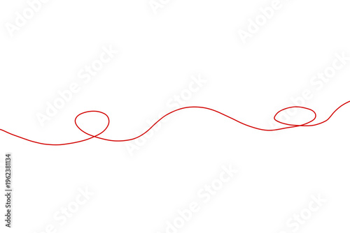 Schilderij op canvas Minimalist continuous red line doodle with two loops on a transparent background