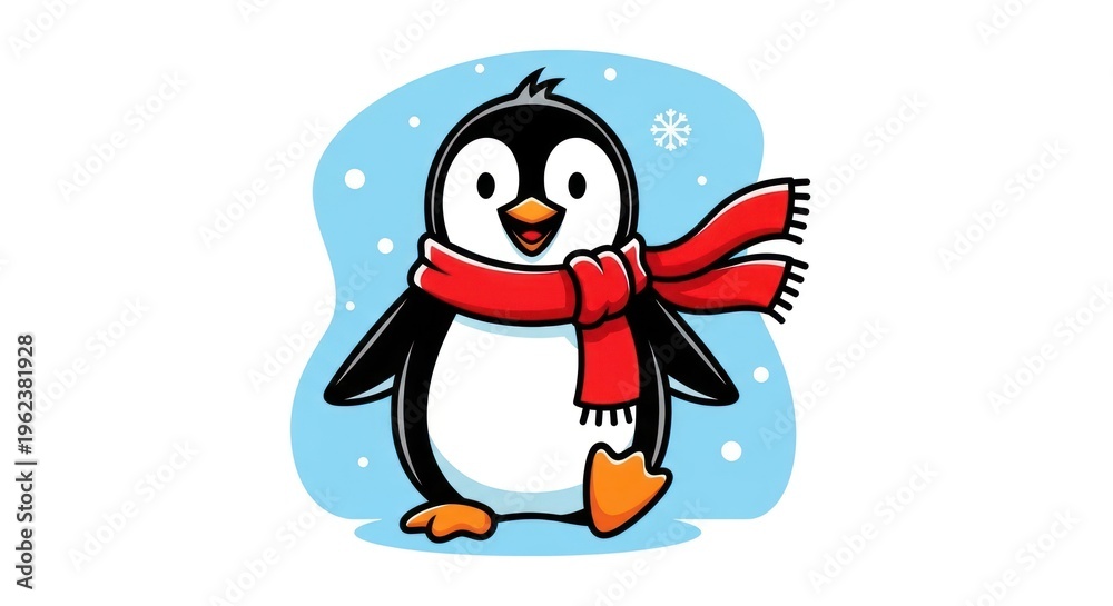 Fototapeta premium Adorable Penguin Wearing a Winter Scarf