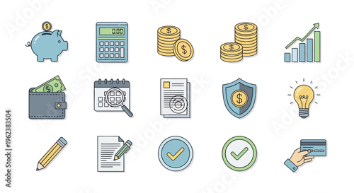 Business finance icons and symbols.