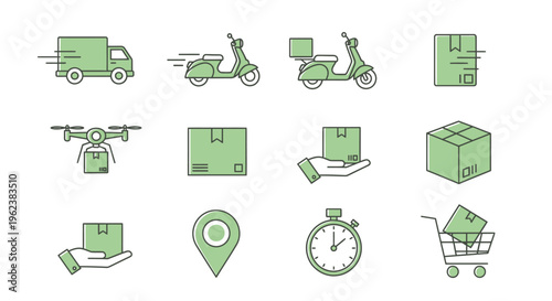 Package delivery icons and symbols.