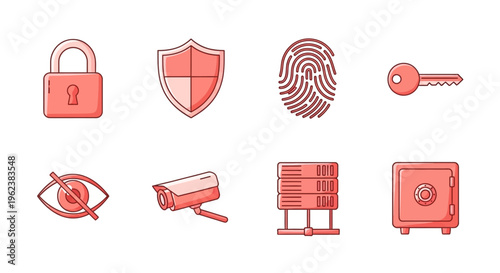 Security icons with lock and key.