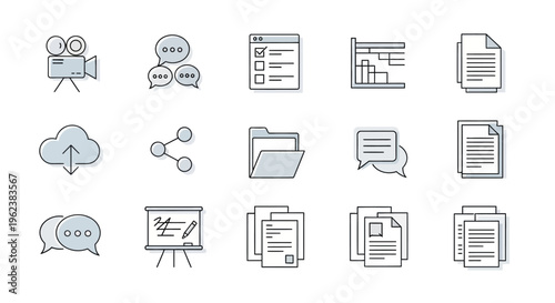 Collection of business document icons.