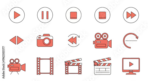 Collection of video and movie icons.