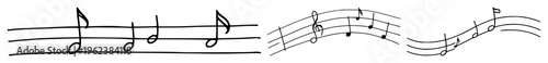 Musical notes set with continuous line drawing featuring minimalism, line art, music school logo with concert and editable stroke