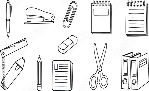Office stationery and supplies illustration