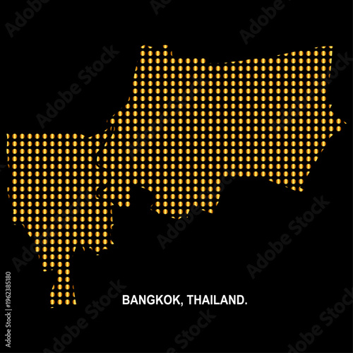 Bangkok Thailand city map dotted pattern, abstract urban geography design, travel destination location concept vector illustration