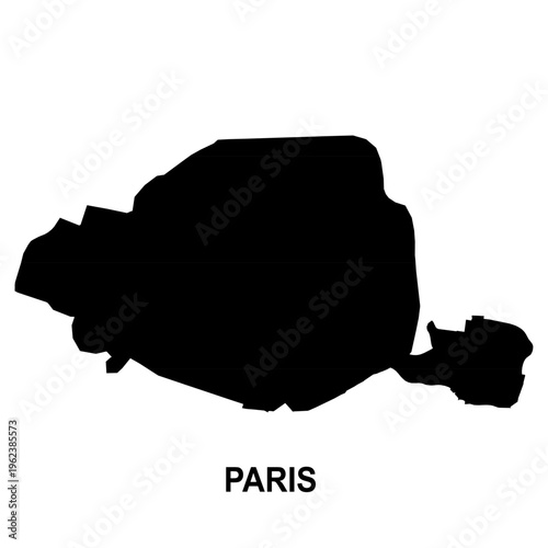 Canvas Print paris map black silhouette, simple city shape of paris france, minimal geographi