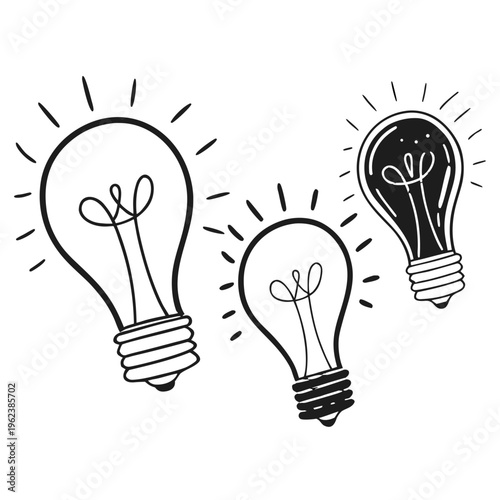 Innovative Light Bulb Idea Icon Set - Creative Brainstorming and Inspiration Symbols