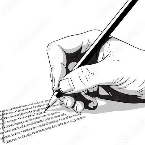 Hand Writing With Pencil On Paper - Close Up Shot