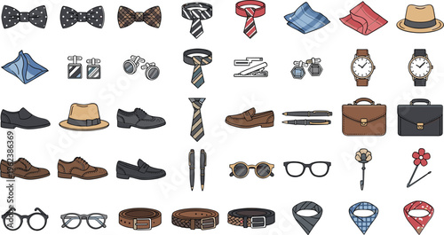 Elegant men's fashion accessories arranged neatly