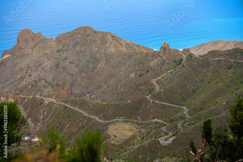 Anaga Tenerife Spain winding mountain road coastal landscape Atlantic ocean scenic travel Canary Islands