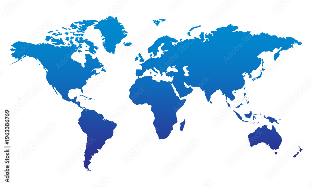 Obraz premium World map icon, global geography silhouette, earth continents illustration, international travel concept vector