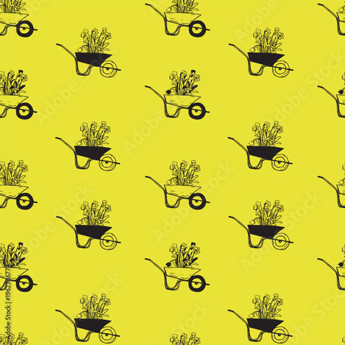 Garden cart with wildflowers pattern