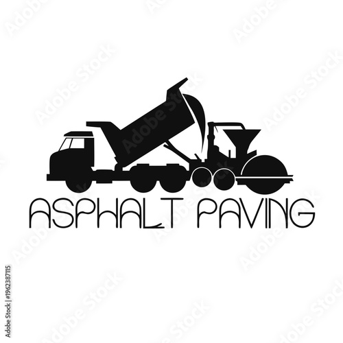 Asphalt Paving Construction Service with Truck and Roller for Road Building and Infrastructure Projects, Heavy Machinery for Pavement Work and Ground Maintenance