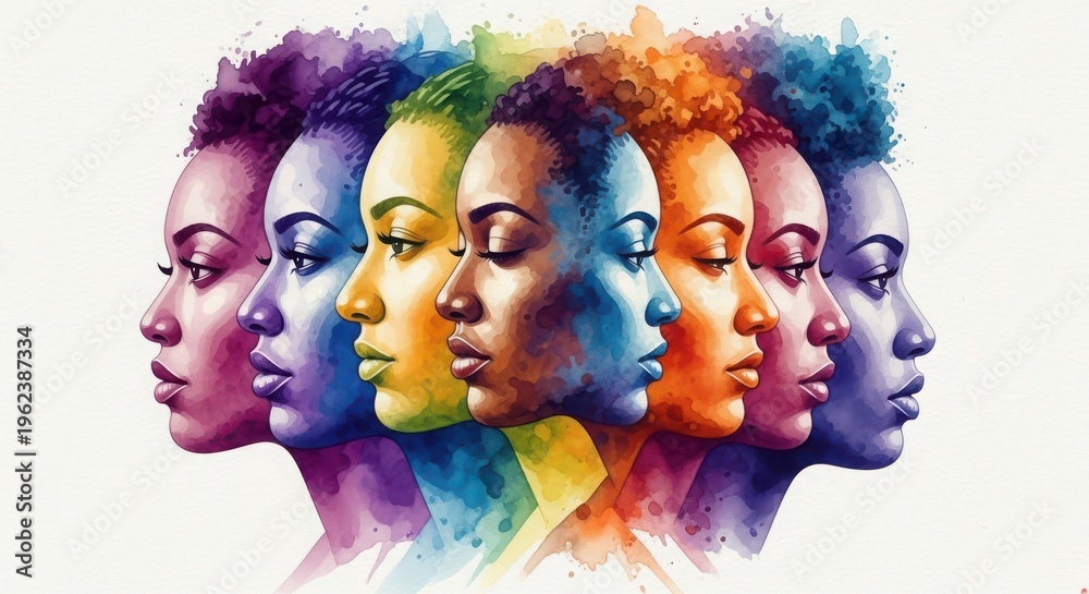 Fototapeta premium Diversity and inclusivity concept with multiple colorful faces