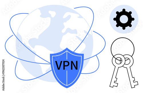 VPN concept. VPN ensures online privacy, data security, and protected access to global networks. VPN protects browsing by creating encrypted tunnels for users. Ideal for security, data protection