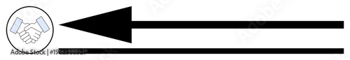 Partnership concept. Handshake symbol with arrow pointing left signifies partnership and direction. Partnership fostering collaboration, teamwork, business agreements, goals, and synergy