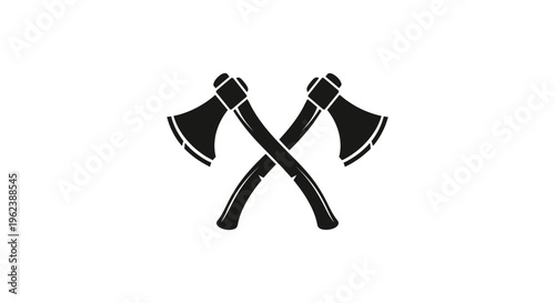 Crossed Axes Illustration - Black and White Vector Design