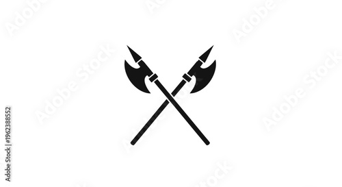 Crossed Battle Axes Symbol - Ancient Weaponry Design Element