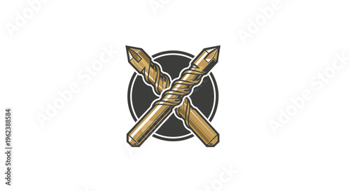 Crossed Drill Bits Industrial Tools Symbol