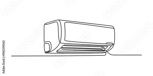 Continuous line drawing of a wall mounted air conditioning unit for home cooling systems