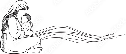 A tender moment of a mother breastfeeding her baby in a serene setting isolated on transparent background, Vector