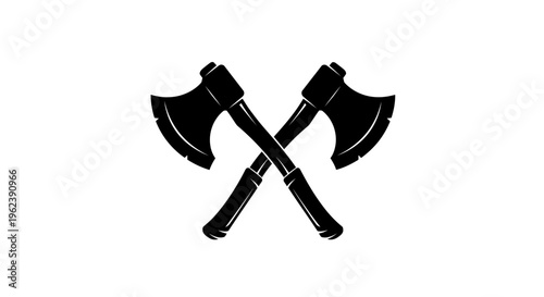 Crossed Battle Axes Illustration - Ancient Weaponry Symbol