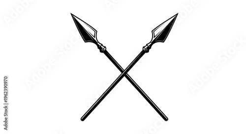 Crossed Spears Illustration - Ancient Weaponry and Tribal Symbol