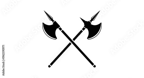 Crossed Battle Axes Illustration - Medieval Weaponry Design