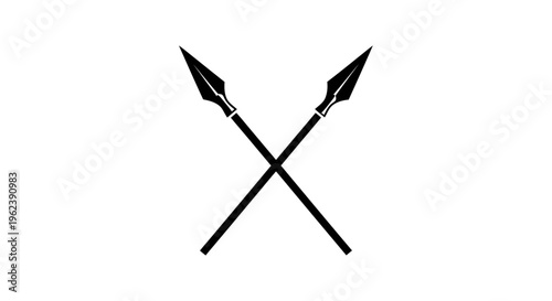 Crossed Spears Symbol - Ancient Warfare and Tribal Illustration