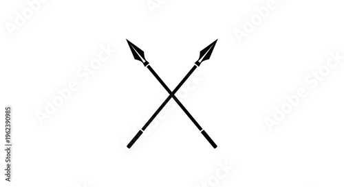 Crossed Spears Symbol - Ancient Warfare and Tribal Illustration