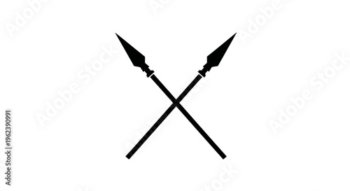 Crossed Spears Symbol - Ancient Warfare and Tribal Illustration