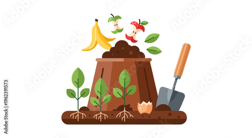 Sustainable Composting Process: Organic Waste Transformation into Enriched Soil for Healthy Plant Growth and Eco-Friendly Gardening