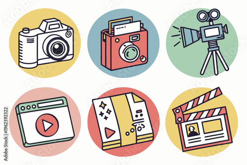 Collection of photography and filmmaking icons