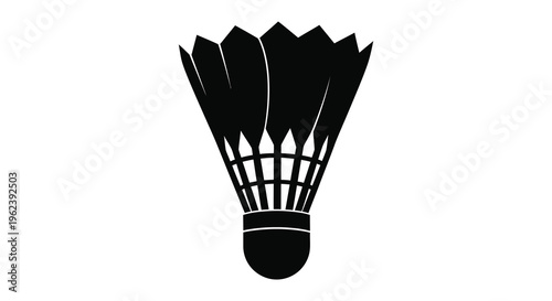 Silhouette of a badminton shuttlecock on a white background