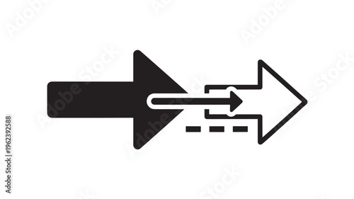 Arrows contrasting pair with black and white colors and dashed motion effect featuring icons, graphics, vector with illustration and symbols elements