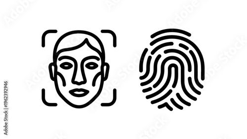 Face recognition and fingerprint scan icons