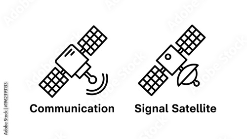 Communication satellite and signal satellite icons